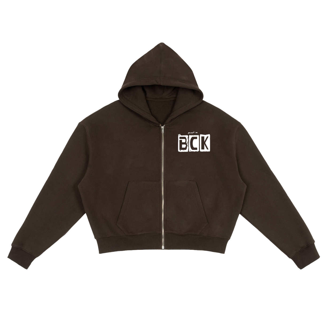 BCK  Fleece Zip-Up Boxy Hoodie